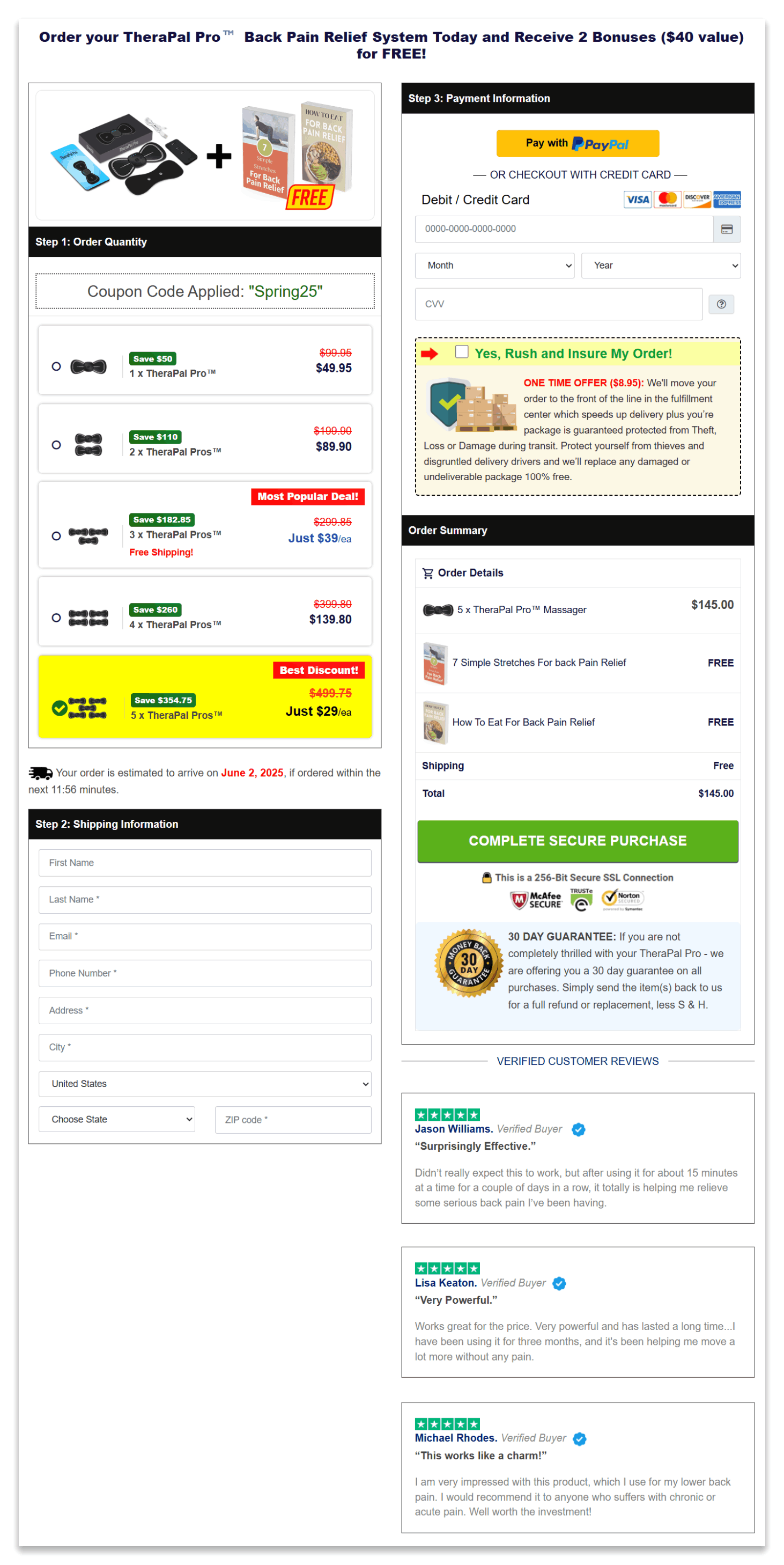 TheraPal Pro secure checkout page